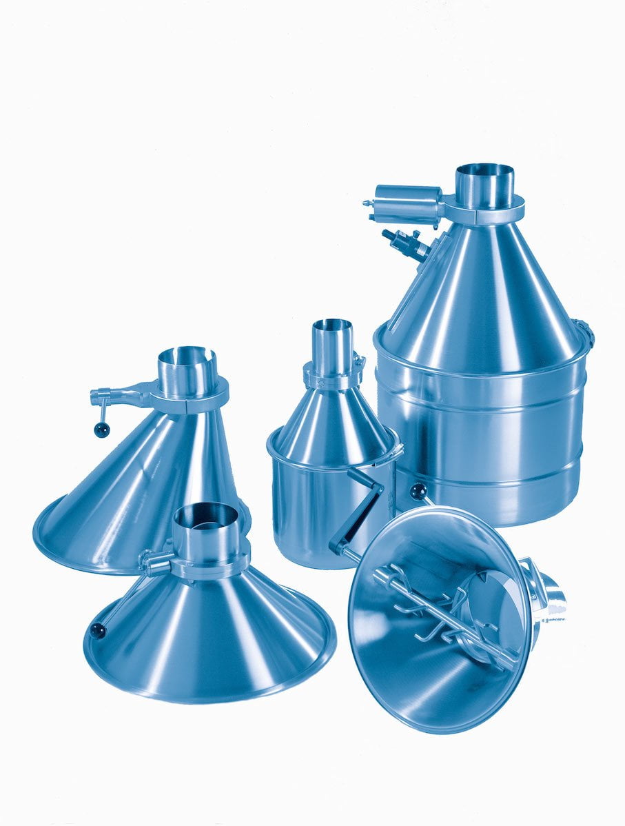 Futs en inox, trémies et vannes Futs en inox, trémies et vannes